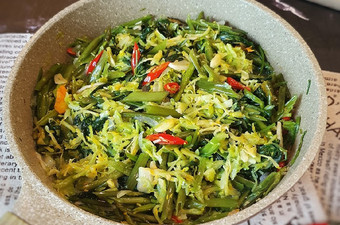 Bagaimana Membuat 343. Tumis Bunga Pepaya Kangkung, Enak