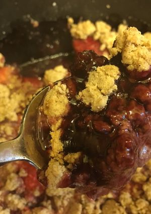 A picture of Gluten Free Primal Berry Cobbler in Cast Iron.
