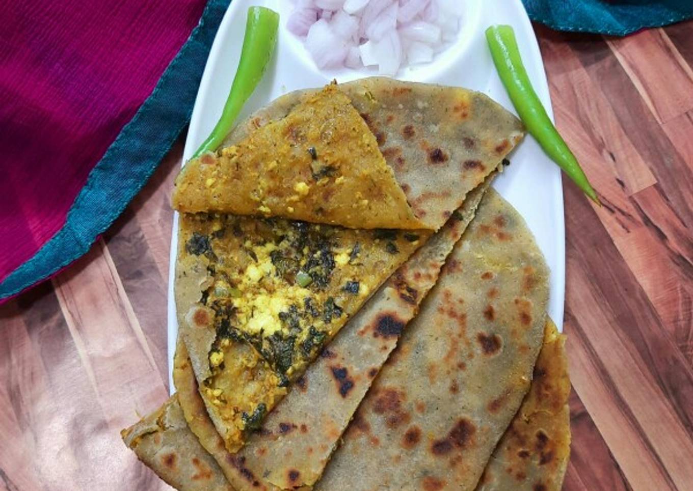 Mint flavour paneer paratha