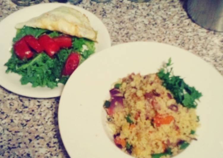 Recipe of Yummy Stir fry couscous and Kale-fried egg salad