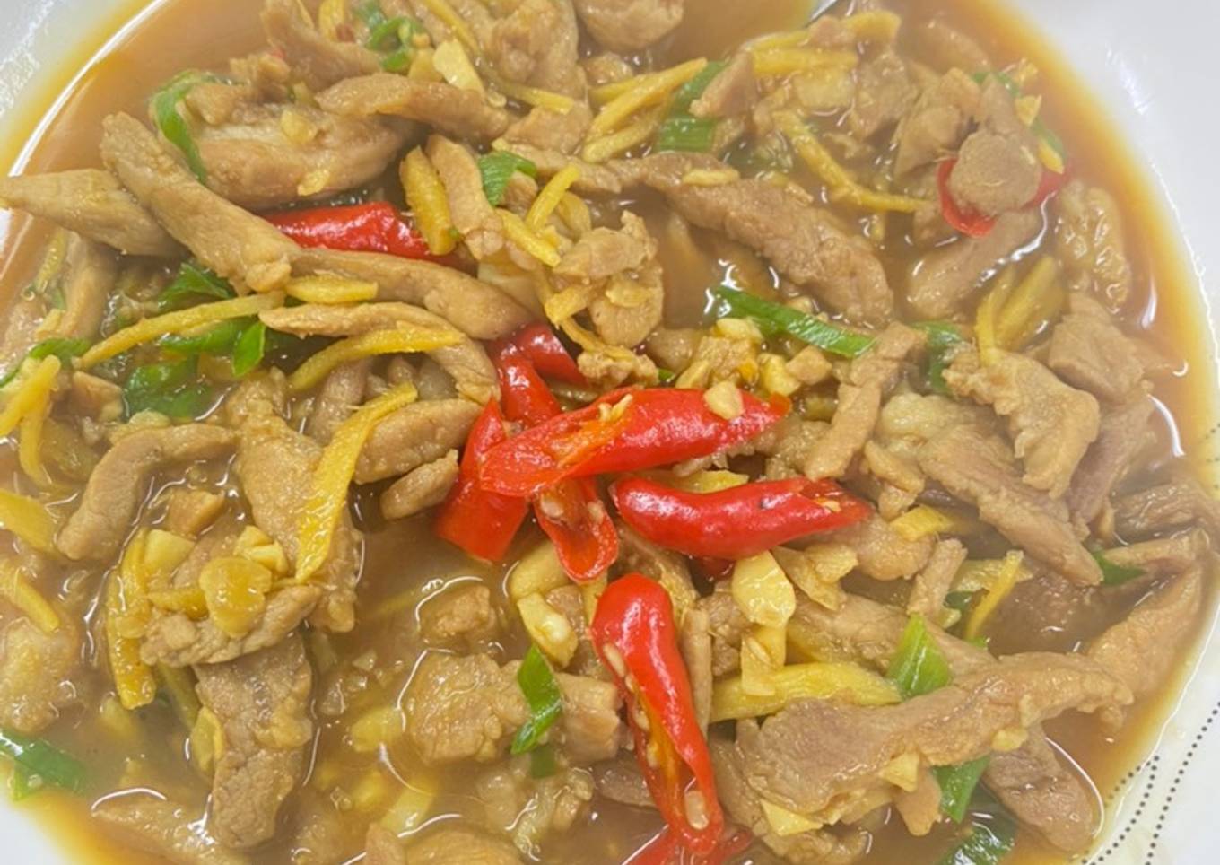 Tumis daging dengan jahe (ginger stir fry)