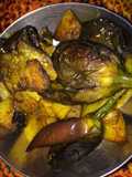 Patatoes brinjal fry