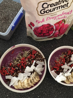 A picture of Dragon Fruit Smoothie Bowls.