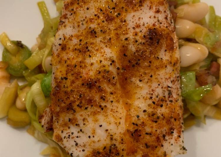 Easy Hake and Greens