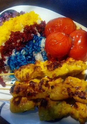 عکسی از دستور جوجه کباب تابه‌ای رویایی💜💛💚