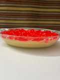 Vanilla custard with strawberry jello