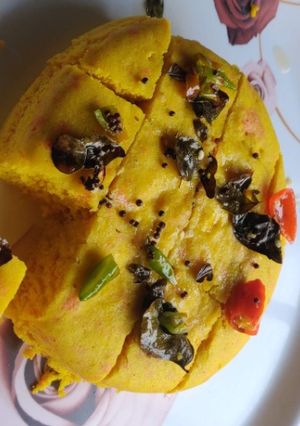 A picture of Dhokla - a quick and healthy tea time snack.