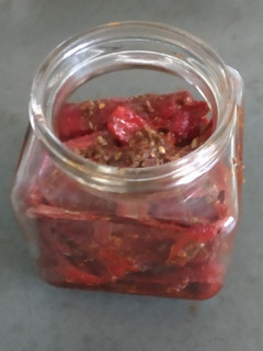 A picture of Hot & spicy🌶 red chilli pickle.