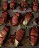 Botanas de chiles jalapenos rellenos con tocino