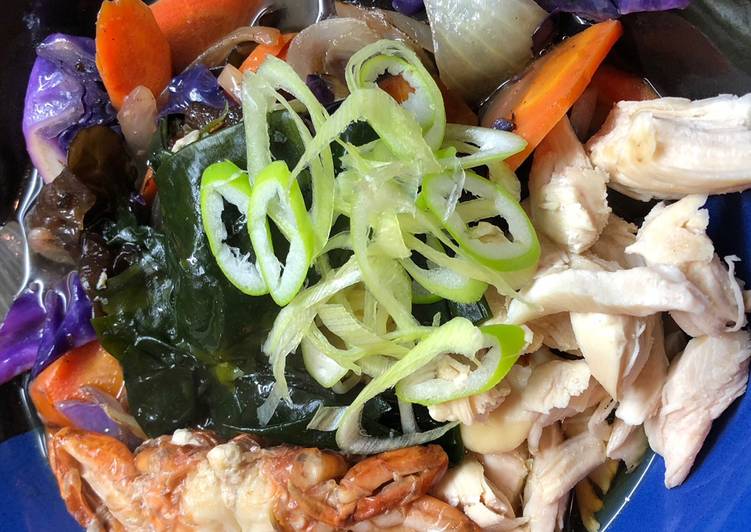 Easiest Way to Make Any-night-of-the-week Ramen with Softshell Crab, Tender Chicken and Wakame Seaweed