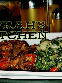 A picture of Peppered beef with sauted spinach.