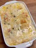 Gratinado de Batatas com Bacon e Ervilhas