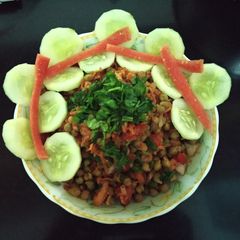 A picture of Black chana salad.