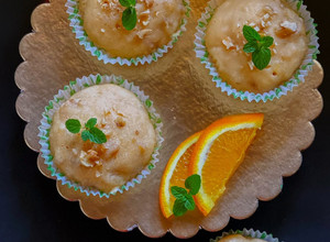 A picture of Orange, Walnut & Wheat flakes Muffins.