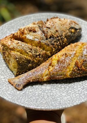 Hình của món Cá Hồng Biển Nướng Muối Sả.