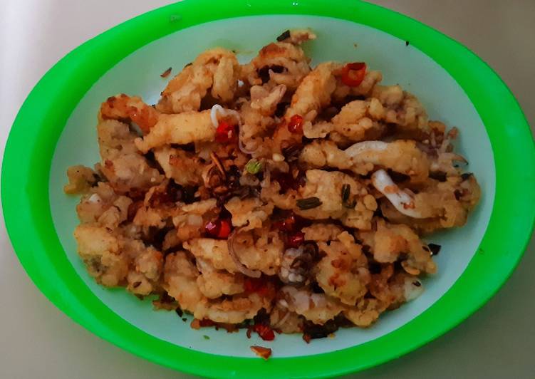 Langkah memasak Cumi cabe garam, Bikin Ngiler