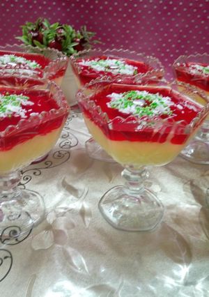 صورة لوصفة طبقات الكاسترد والجيلي 😋❤️