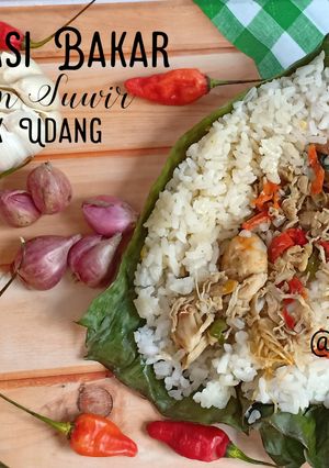 Foto resep Nasi Bakar Ayam Suwir mix Udang