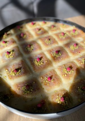 صورة لوصفة بسبوسة الكاروهات