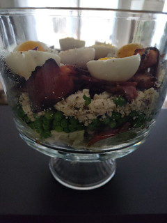 A picture of 7 layer Salad.