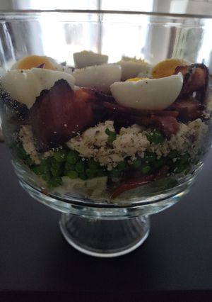 A picture of 7 layer Salad.