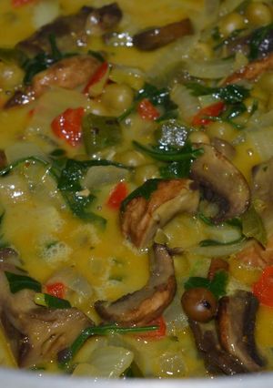Una foto de Portobellos en salsa de  curry