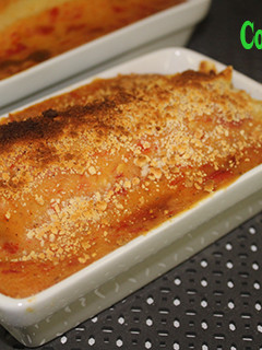 Una foto de Canelones con bechamel de pimientos