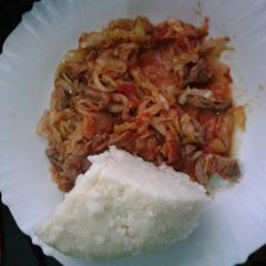 A picture of Cabbage and beef mix.