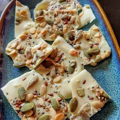 A picture of White Chocolate Bark with Mixed Seeds.