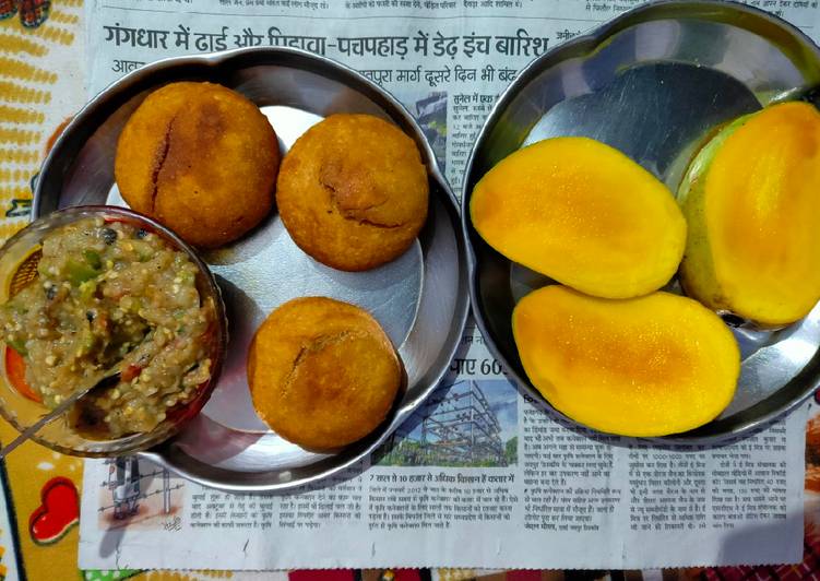 Steps to Prepare My favorite Batti chokha/Bharta and Mango