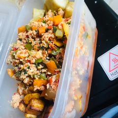 Title: Fried yam&plantain egg sauce combo A picture of Title: Fried yam&plantain egg sauce combo.