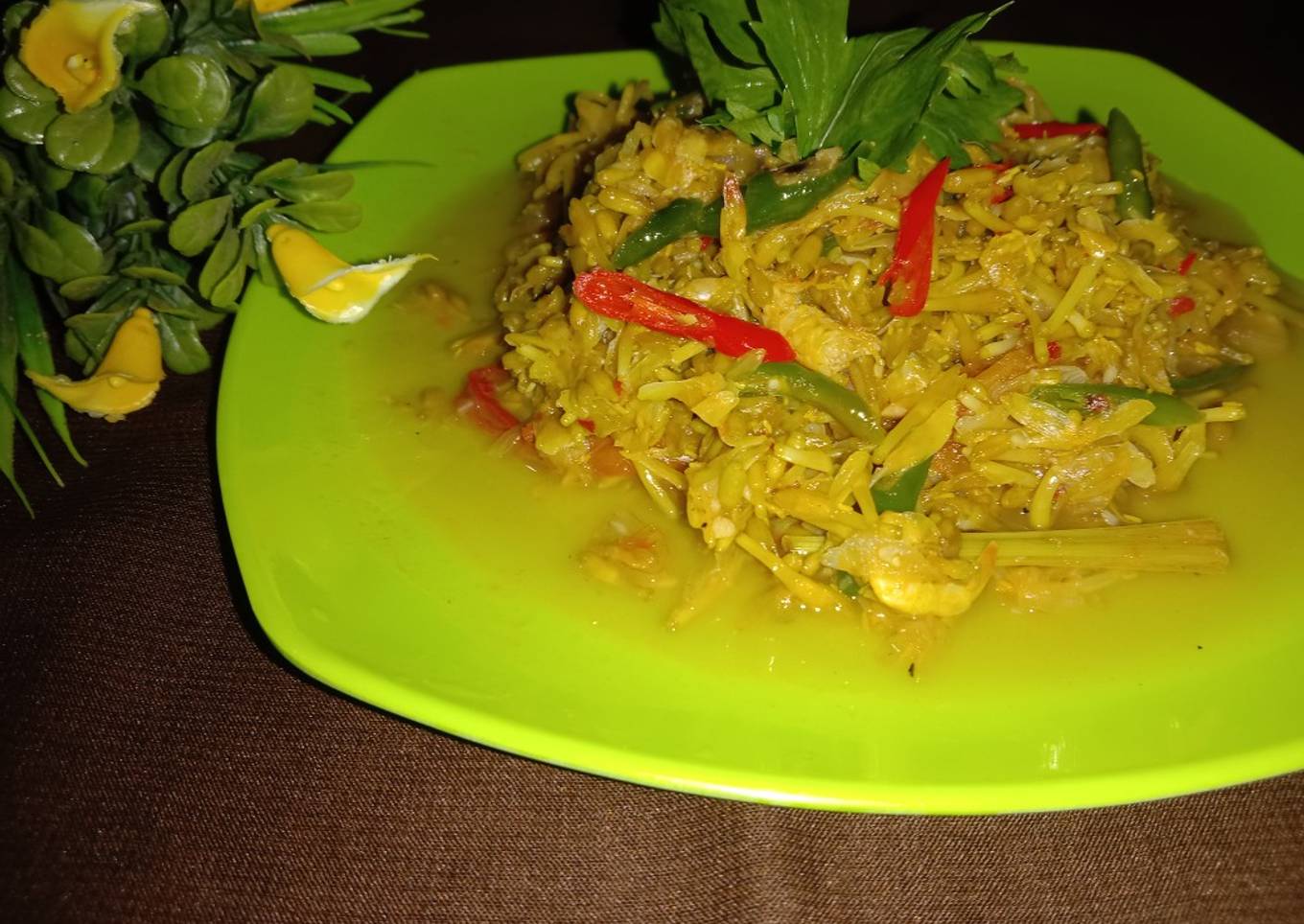Tumis Bunga Pepaya Udang Kering