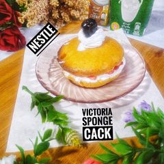 A picture of Victoria sponge cake.