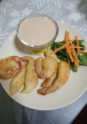 Φωτογραφία της συνταγής Γαρίδα tempura με dressing μαγιονέζα & κονιάκ
