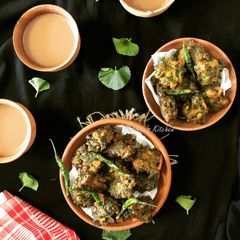 A picture of Thankuni Patar Bora (Centella Leaves Pakora / Fritters - Bong style).