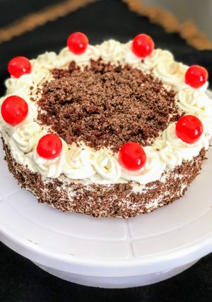 A picture of Eggless black forest cake.