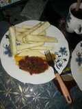Fride yam with tomator souse