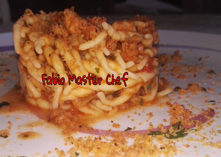 Recipe of Award-winning Trofie alla Bolognese con Salsiccia al Profumo di Pane Profumato