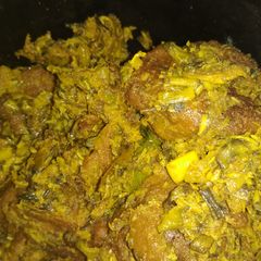 A picture of Banana flower curry.