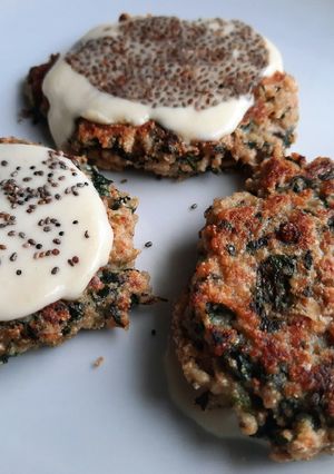 Una foto de Hamburguesas de avena y espinaca. Riquísimas