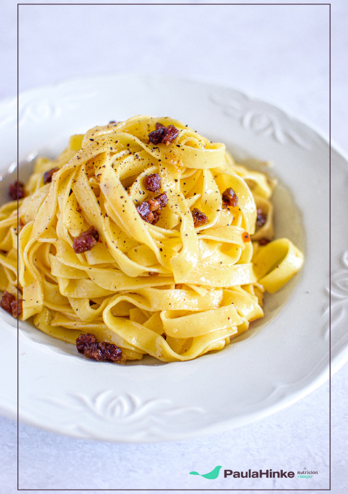 Una foto de Tagliatelle carbonara