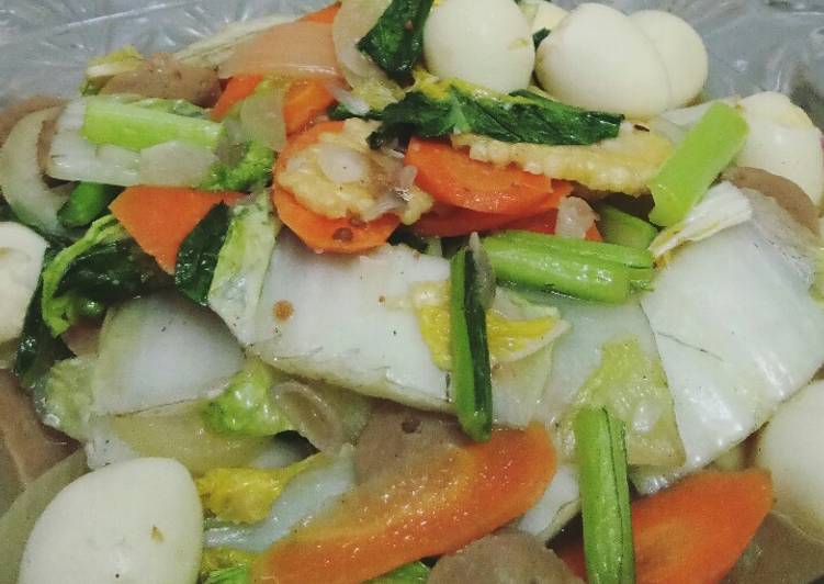 Capcay Bakso mix Telur Puyuh