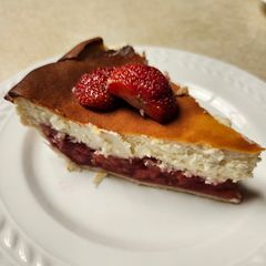 Brad's strawberry rhubarb cheese pie A picture of Brad's strawberry rhubarb cheese pie.
