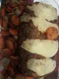 Pan de carne. Acompañado de zanahorias glaseadas