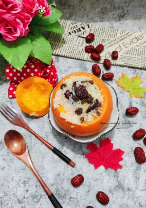 Foto resep Golden Pumpkin with Raisin Sticky Rice