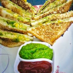 A picture of Mix Veg & cheese corn sandwich Mexican style.