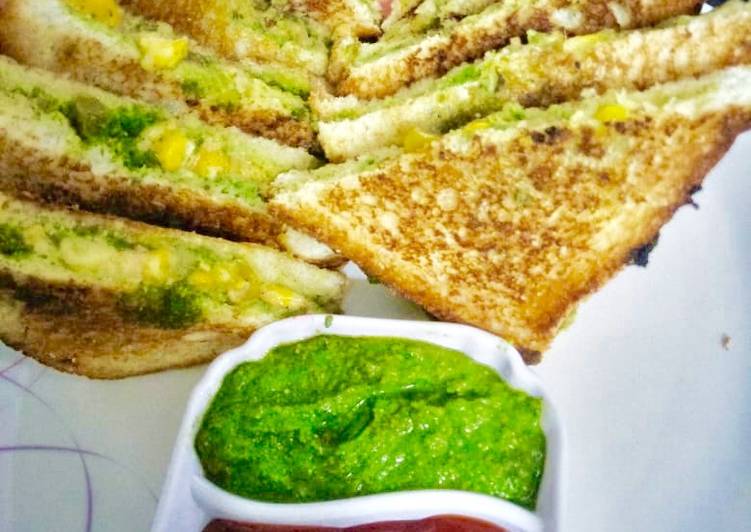 Steps to Prepare Super Quick Homemade Mix Veg &amp; cheese corn sandwich Mexican style