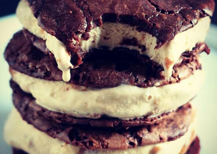 Brownies sandwich ice cream