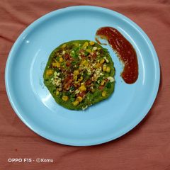 A picture of Sprout Mung Spinach Chilla.