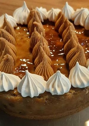 Une photo de Flan pâtissier aux marrons et brisures de châtaignes